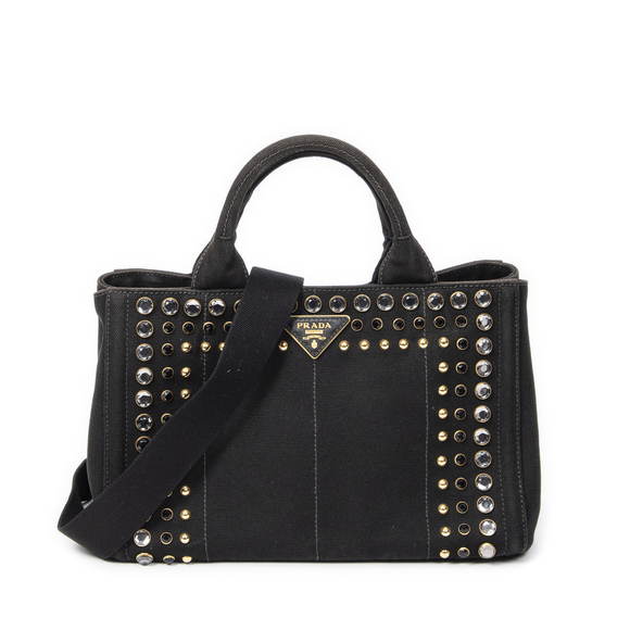 Prada Small Rhinestone Canapa Tote